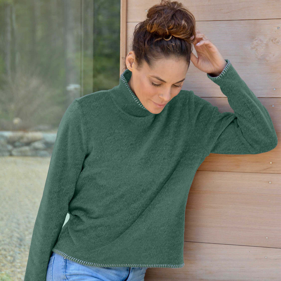 Women's roll neck fleece sweater