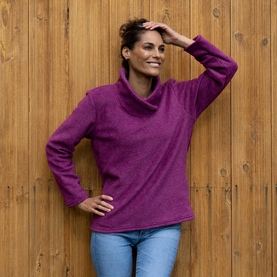 Cowl Neck Fleece Pullover - Dakini