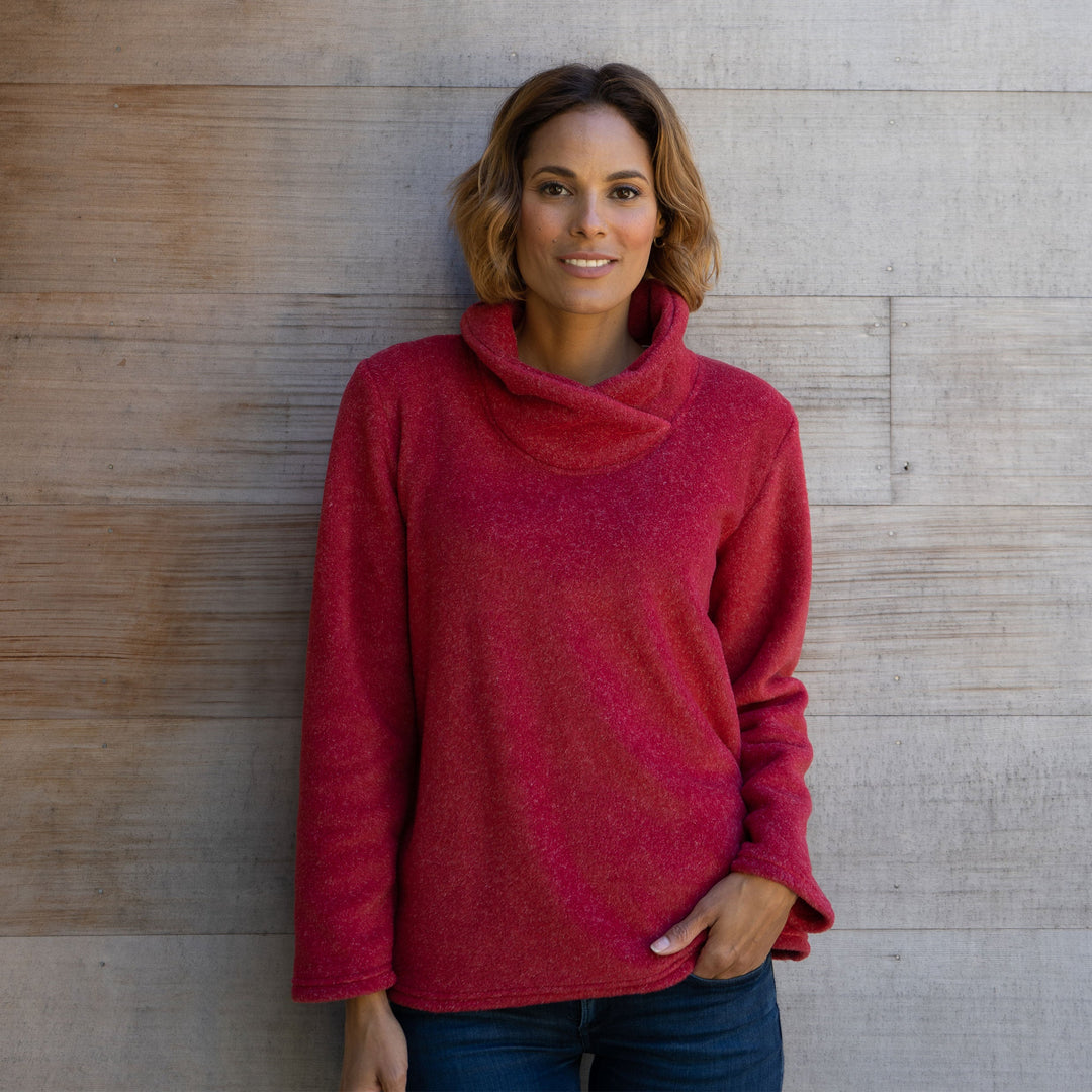 Cowl Neck Fleece Pullover - Dakini