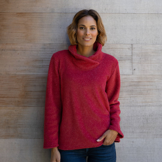 Cowl Neck Fleece Pullover - Dakini