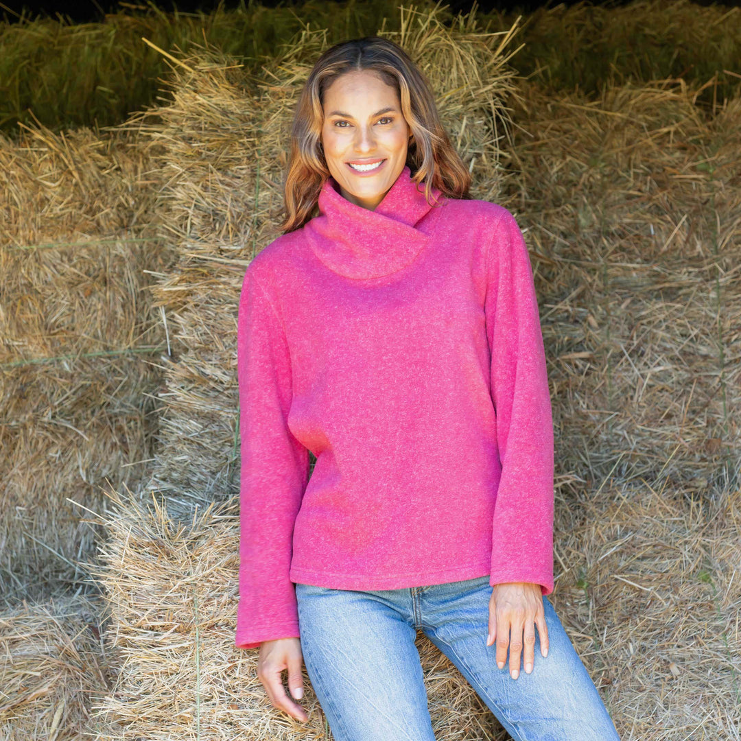 Cowl Neck Fleece Pullover - Dakini