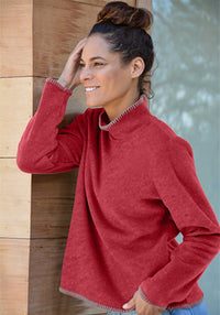 Cropped roll neck fleece sweater - Closeout colors - Dakini