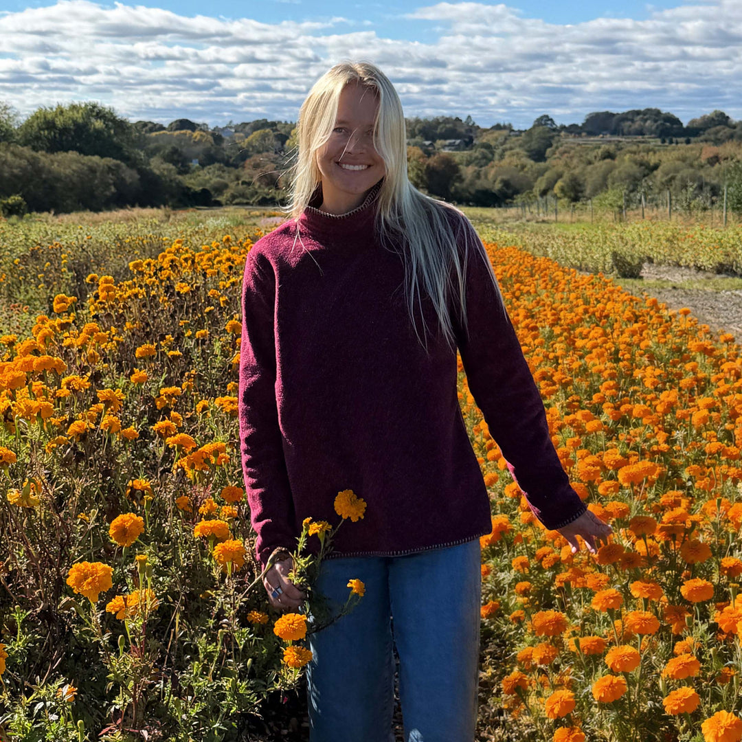Cropped roll neck fleece sweater - Dakini