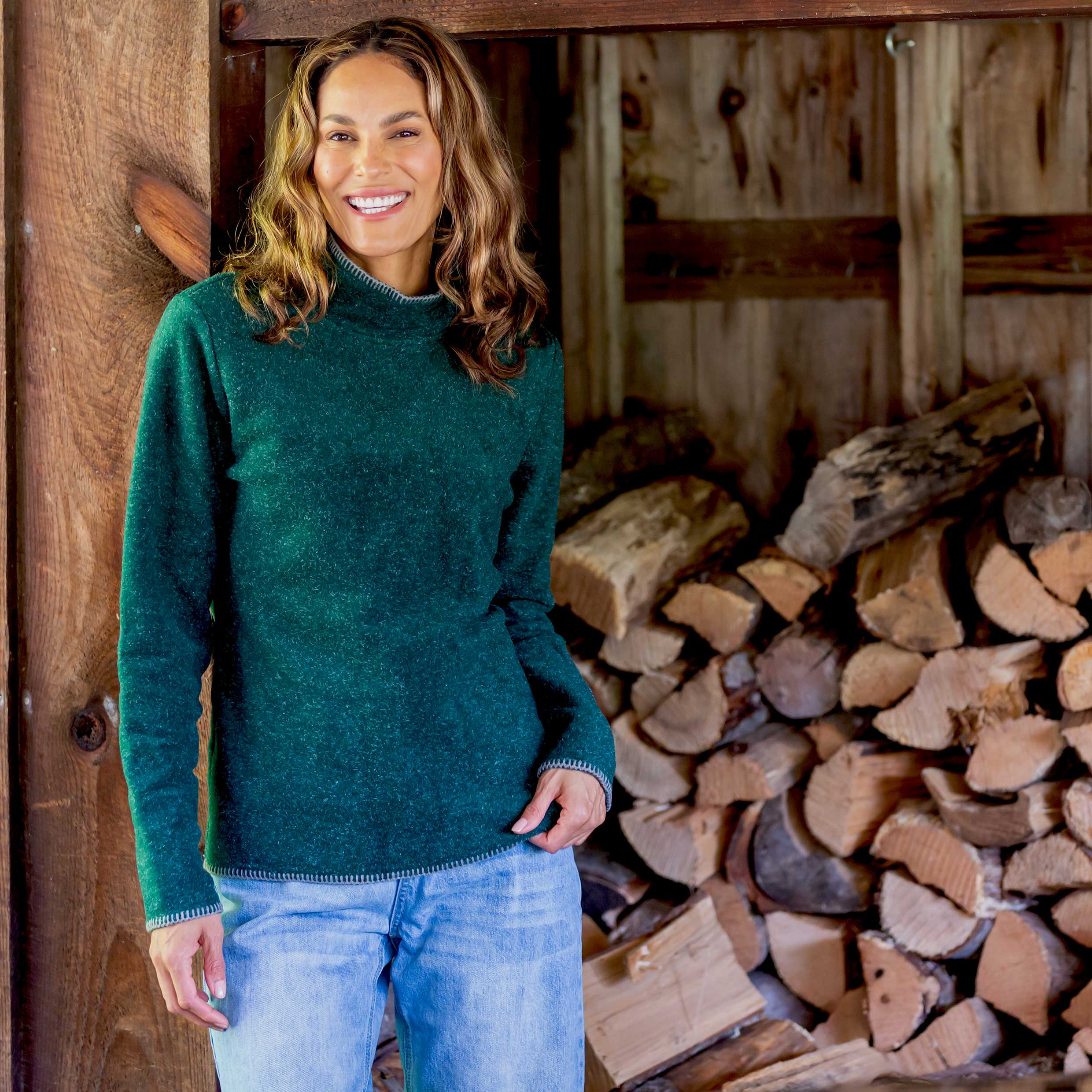Women's roll neck fleece sweater - Dakini