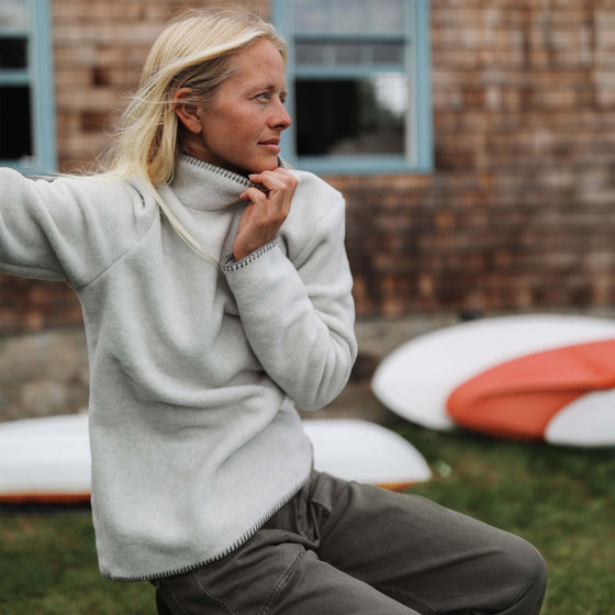 Women's roll neck fleece sweater