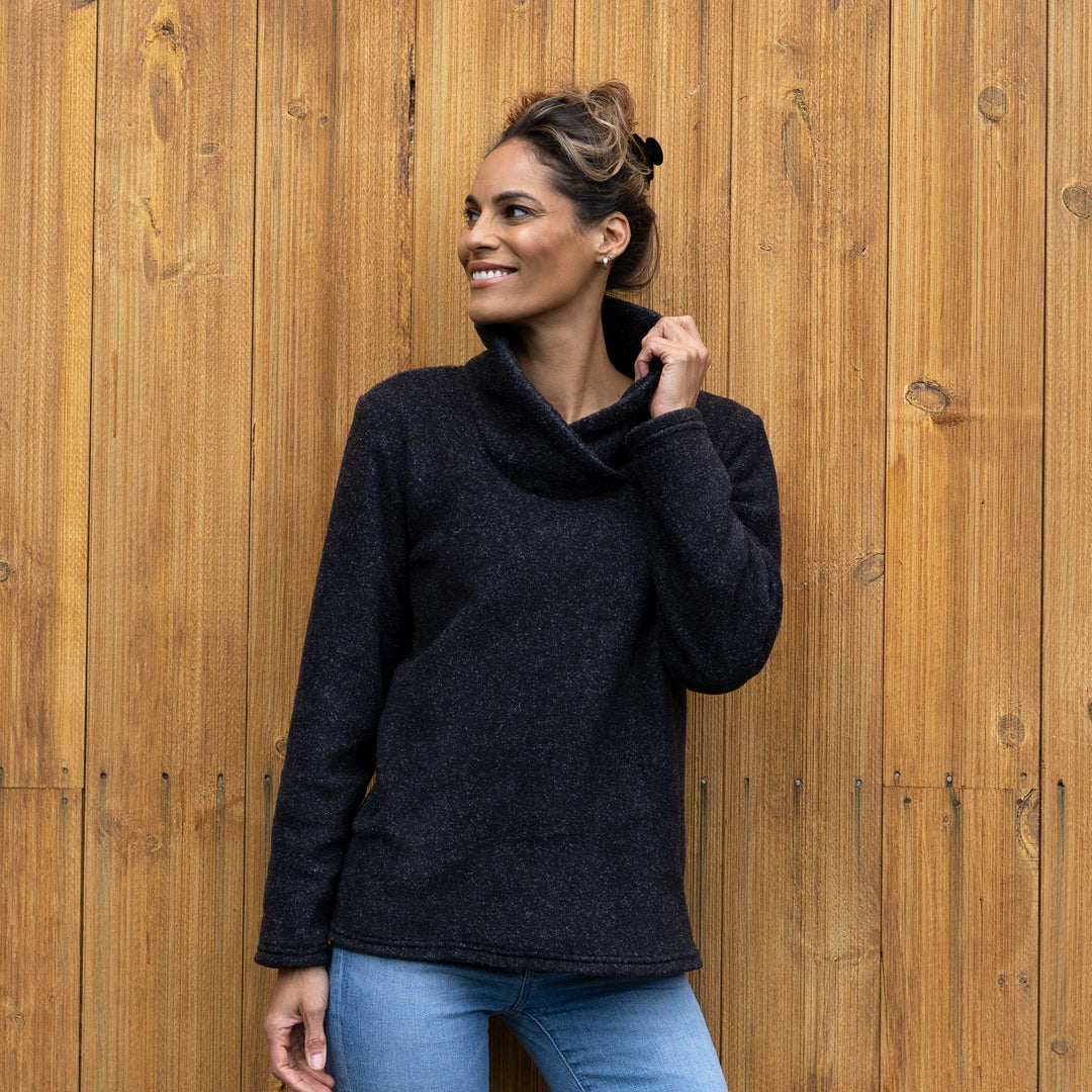 Cowl Neck Fleece Pullover - Dakini