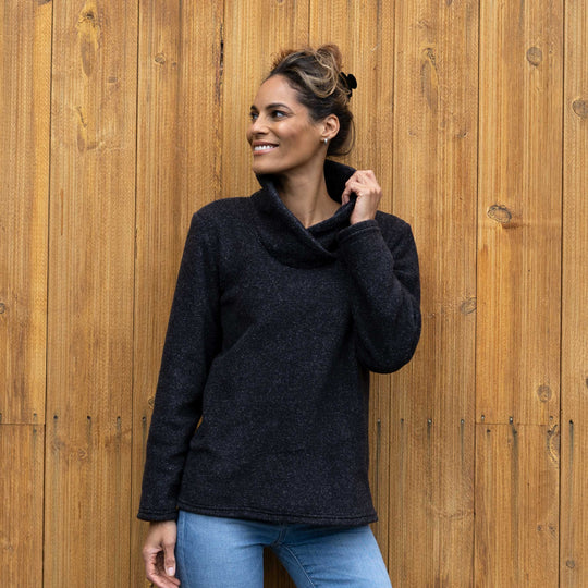 Cowl Neck Fleece Pullover - Dakini