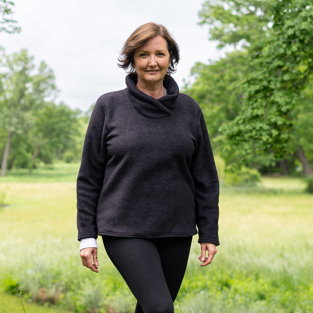 Cowl Neck Fleece Pullover - Dakini
