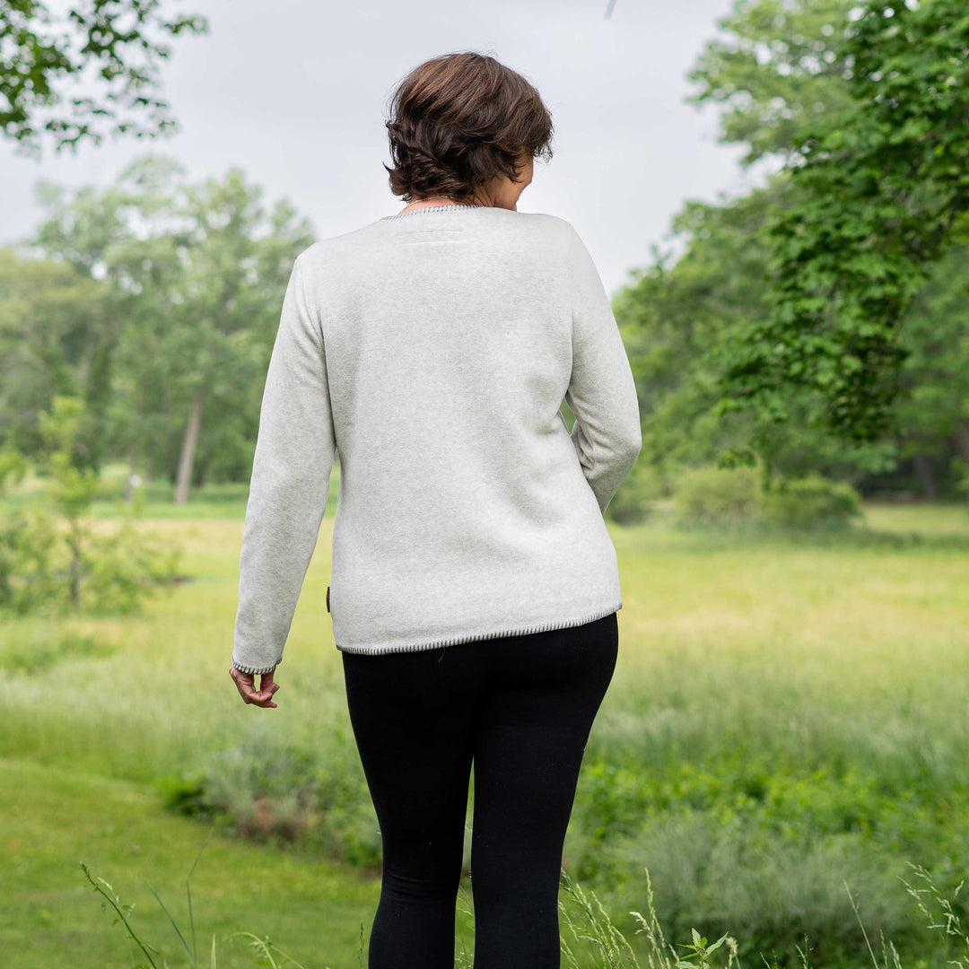 Heather Fleece V-neck Sweater - Dakini