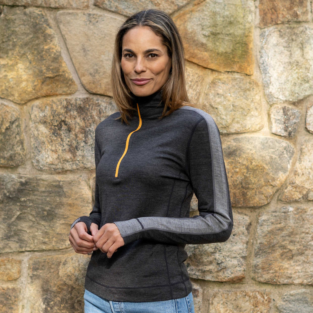 Merino Wool 1/4-Zip Base Layer Top - Dakini
