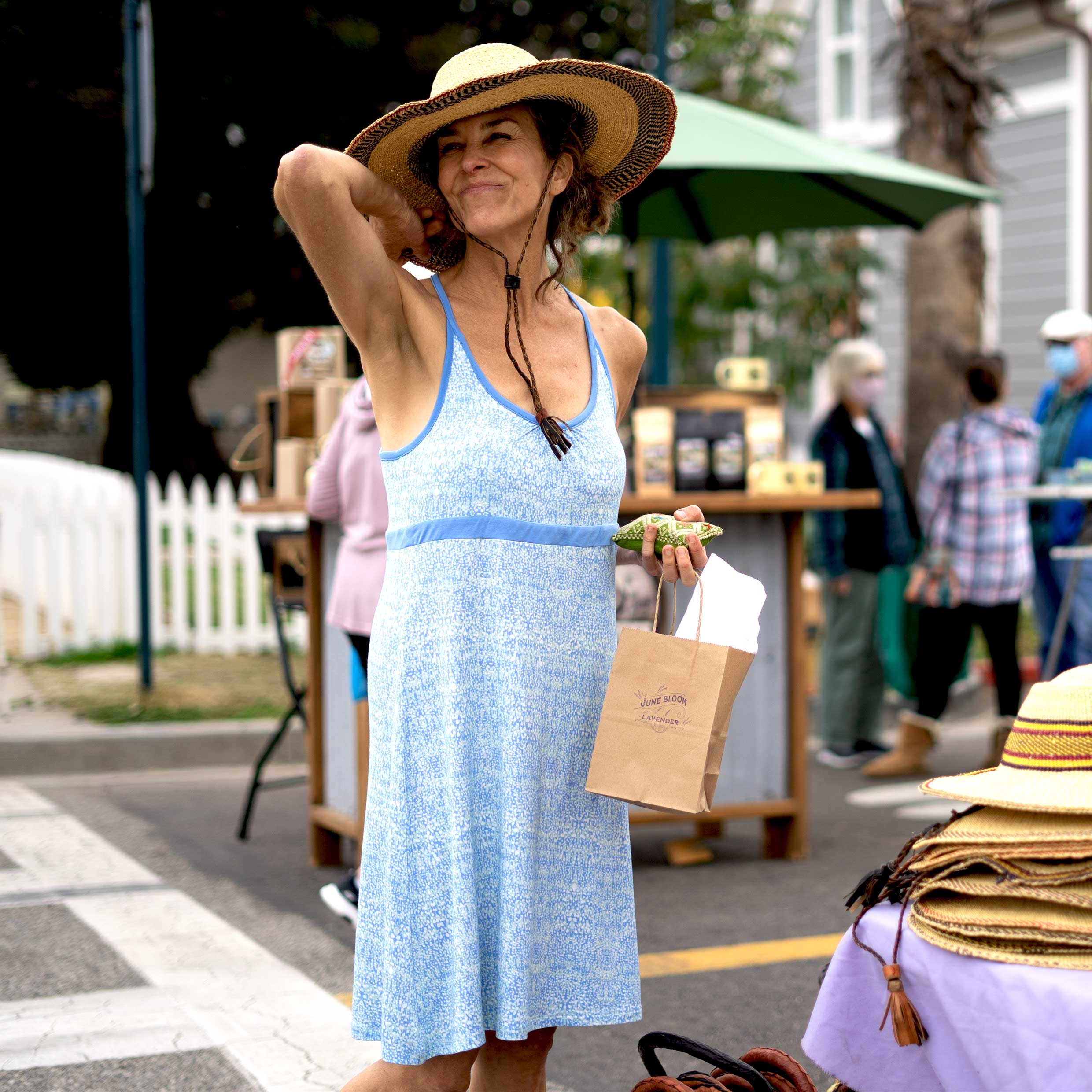 Strappy sundress in blue sea - Dakini