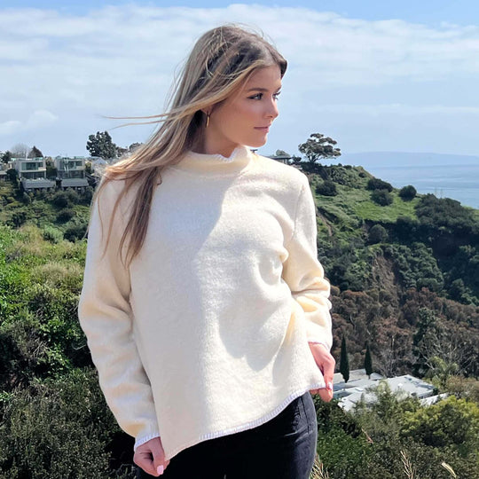 Women's Sherpa Cropped Fleece Rollneck Sweater - Dakini