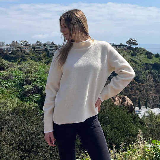 Women's Sherpa Cropped Fleece Rollneck Sweater - Dakini