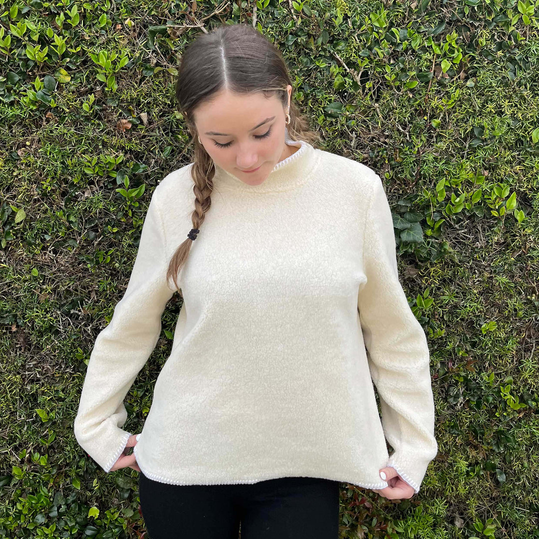 Women's Sherpa Cropped Fleece Rollneck Sweater - Dakini